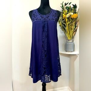 Love Fire Dark Blue Lace with Lace detailing Neckline Dress Size Medium